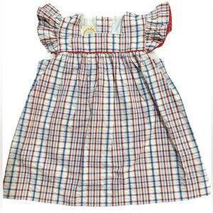NWOT TBBC Rosemary Ruffle Dress - Sewanee Seersucker w/ Richmond Red Ric Rac 2T